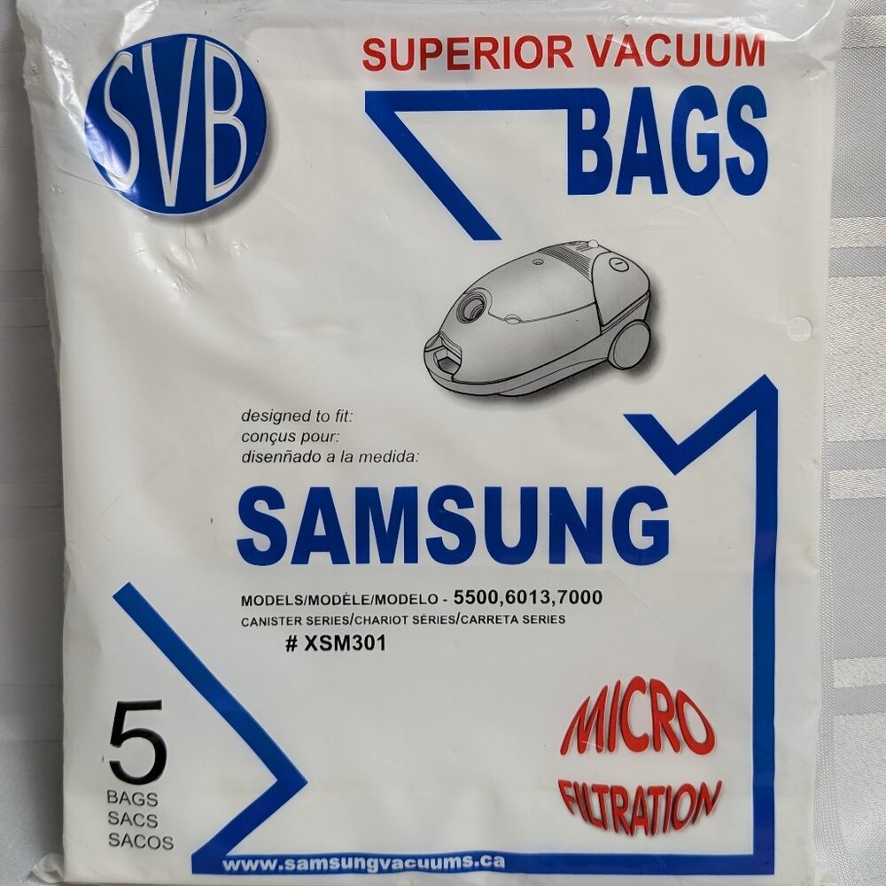 SAMSUNG XSM301 VACUUM BAGS FOR MODELS 5500 6013 7000 MICRO FILTRATION NEW NIP 5